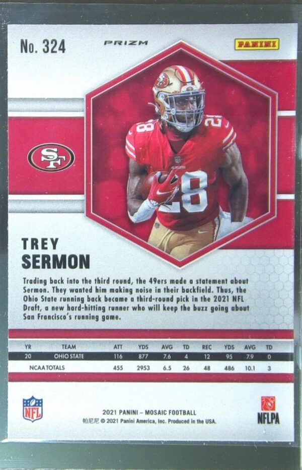 2021 Mosaic Trey Sermon Prizm Silver #324 49ers - Image 3