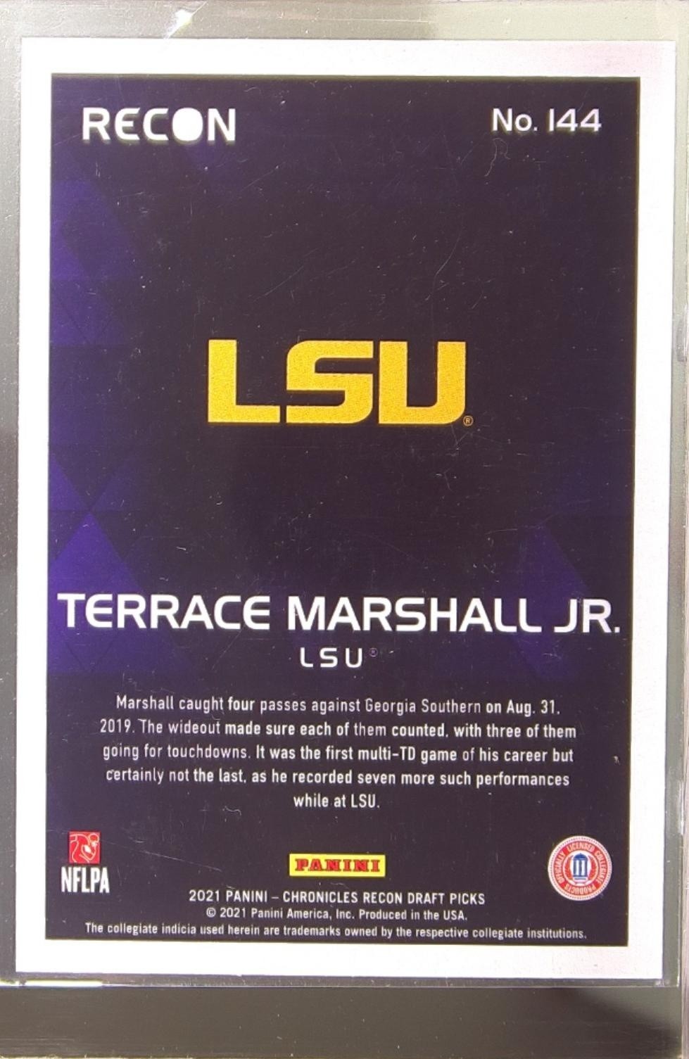 2021 Panini Chronicles Draft Picks Terrace Marshall Jr. RC #144 Tigers - Image 3