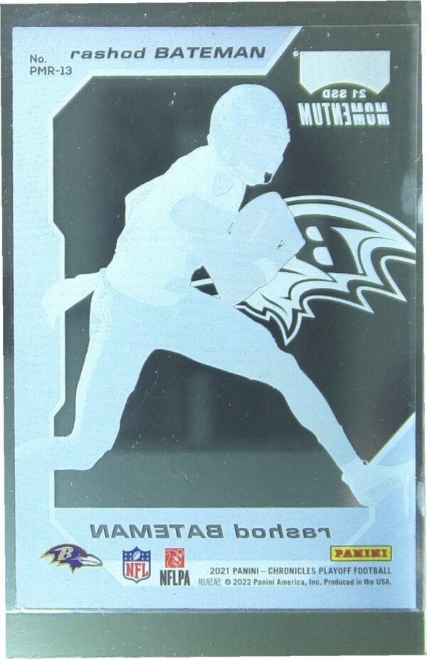 2021 Panini Chronicles Rashod Bateman RC #PMR-13 Ravens Playoff Momentum Rookies - Image 3