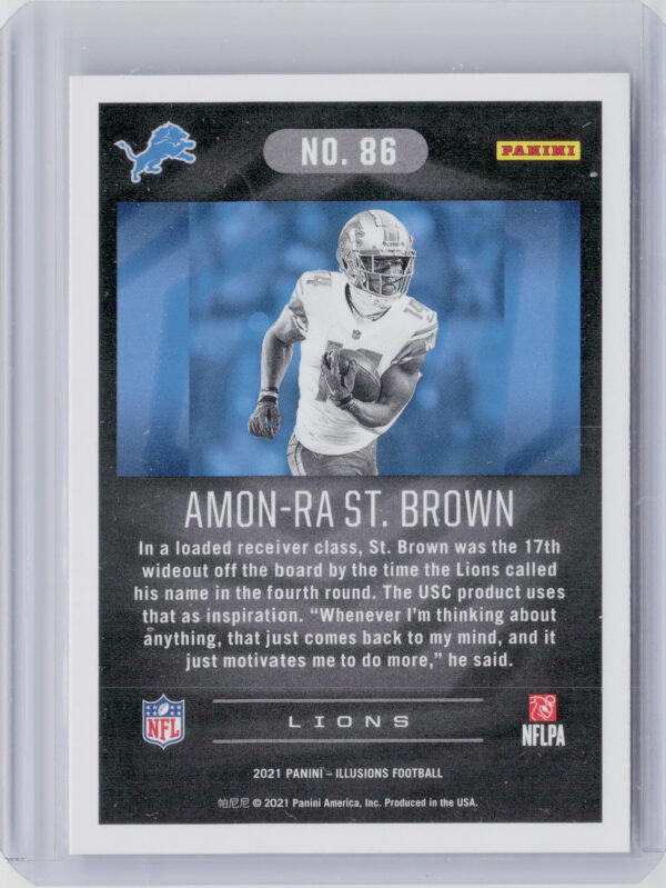 2021 Panini Illusions Amon-Ra St. Brown RC #86 Lions - Image 3
