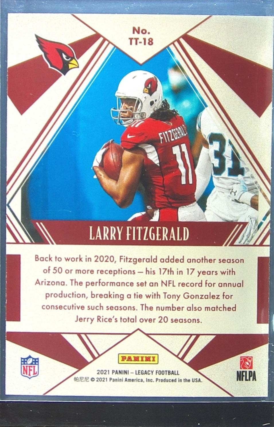 2021 Panini Legacy Larry Fitzgerald #TT-18 Cardinals Timeless Talents - Image 3