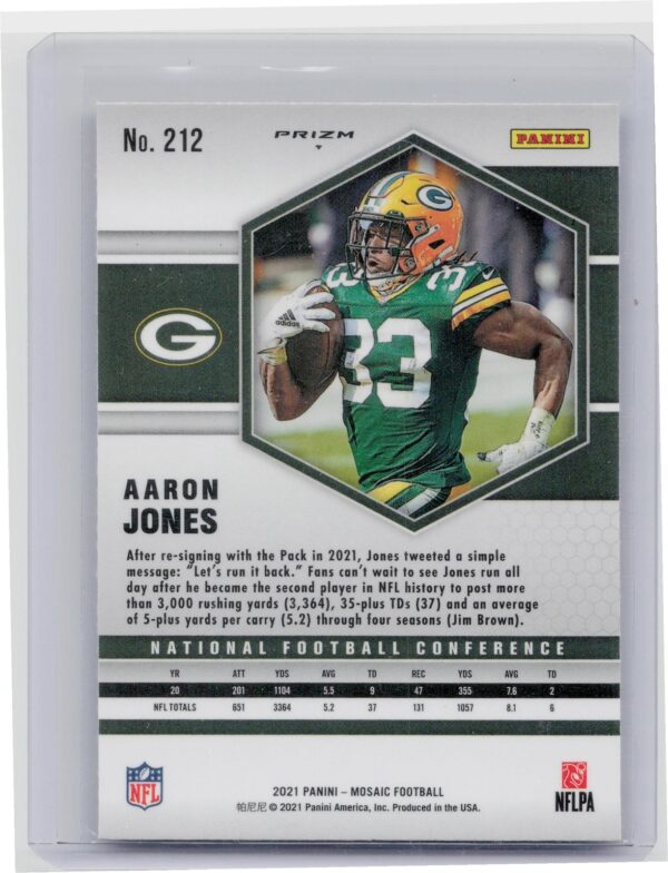 2021 Panini Mosaic Aaron Jones Prizm Reactive Orange #212 Packers - Image 3