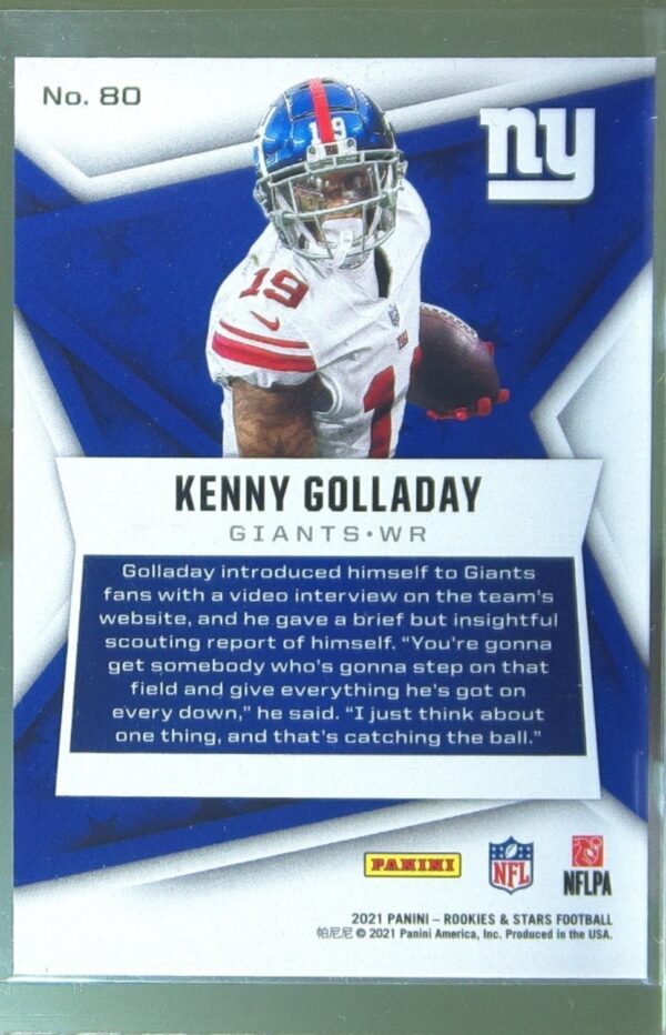 2021 Panini Rookies & Stars Kenny Golladay True Blue /49 RC #80 Giants - Image 3