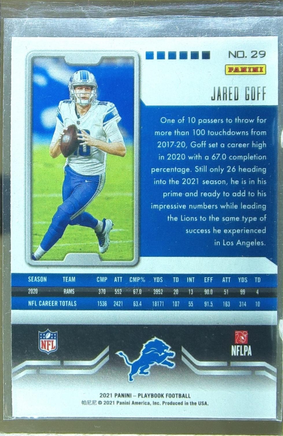 2021 Playbook Jared Goff Sparkle #29 Lions - Image 3