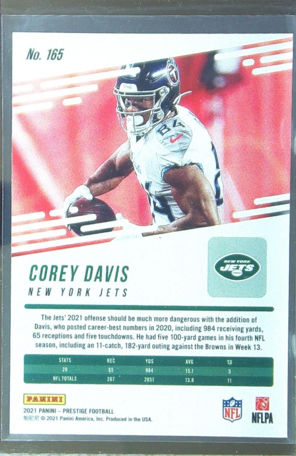 2021 Prestige Corey Davis Xtra Points Astral #165 Jets - Image 3