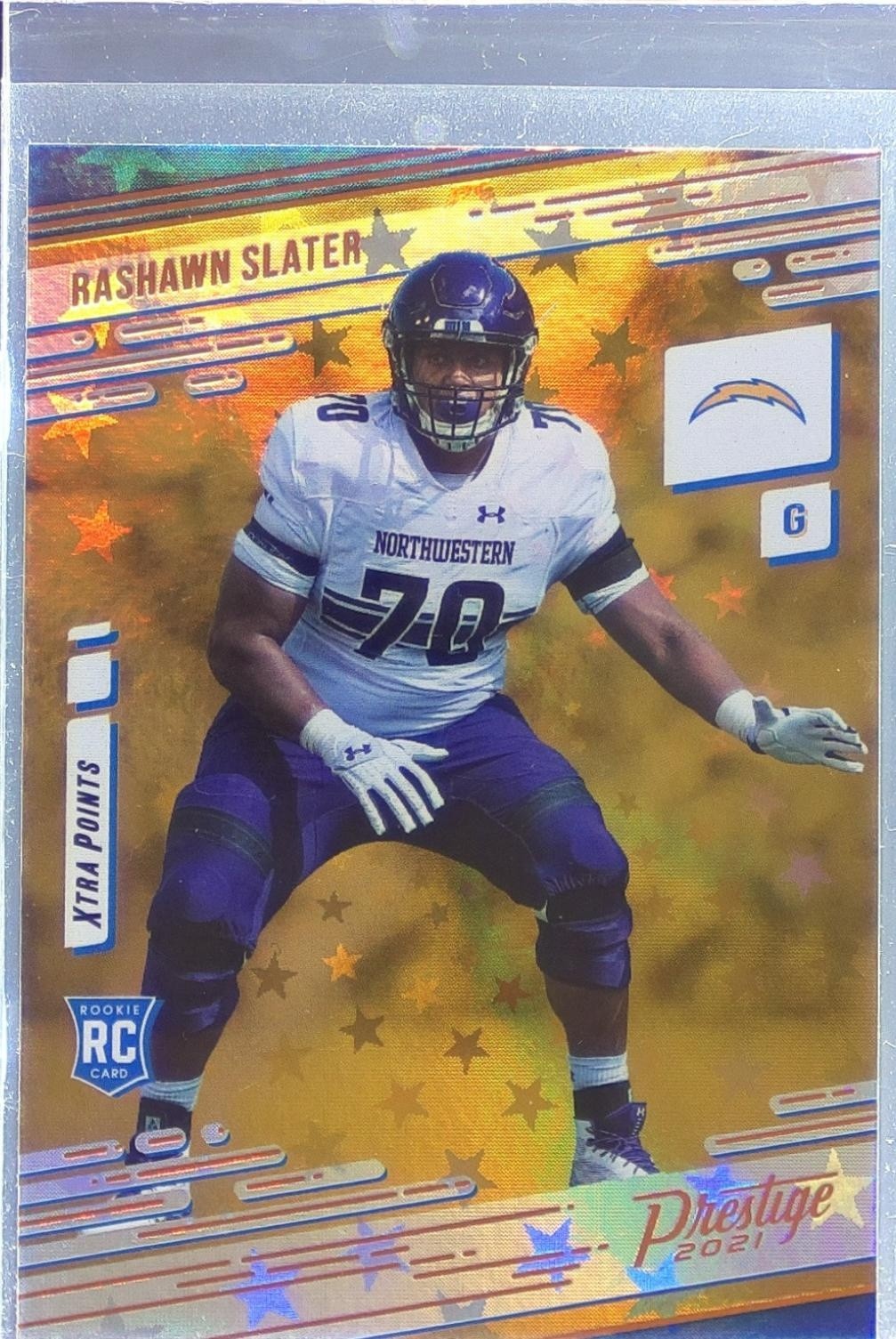 2021 Prestige Rashawn Slater Xtra Points Astral RC #255 Chargers