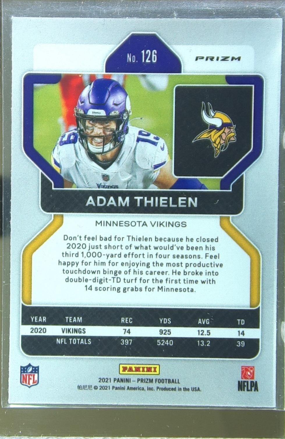 2021 Prizm Adam Thielen Disco #126 Vikings - Image 3
