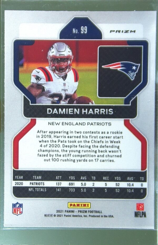 2021 Prizm Damien Harris Silver #99 Patriots - Image 3