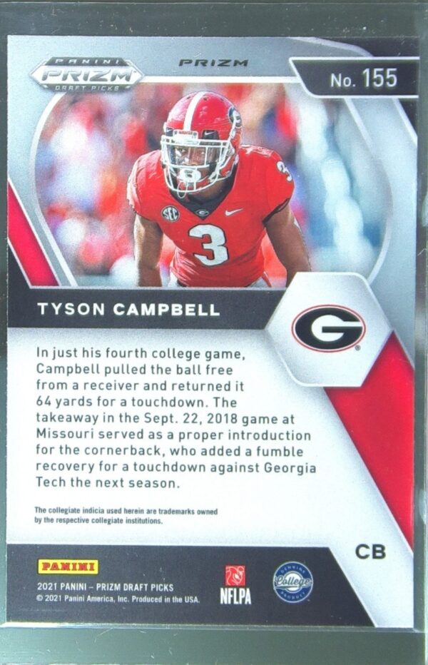 2021 Prizm Draft Picks Tyson Campbell Green RC #155 Bulldogs - Image 3