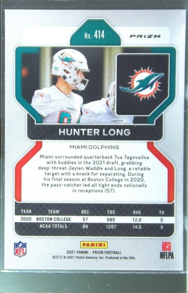 2021 Prizm Hunter Long Red Ice RC #414 Dolphins - Image 3