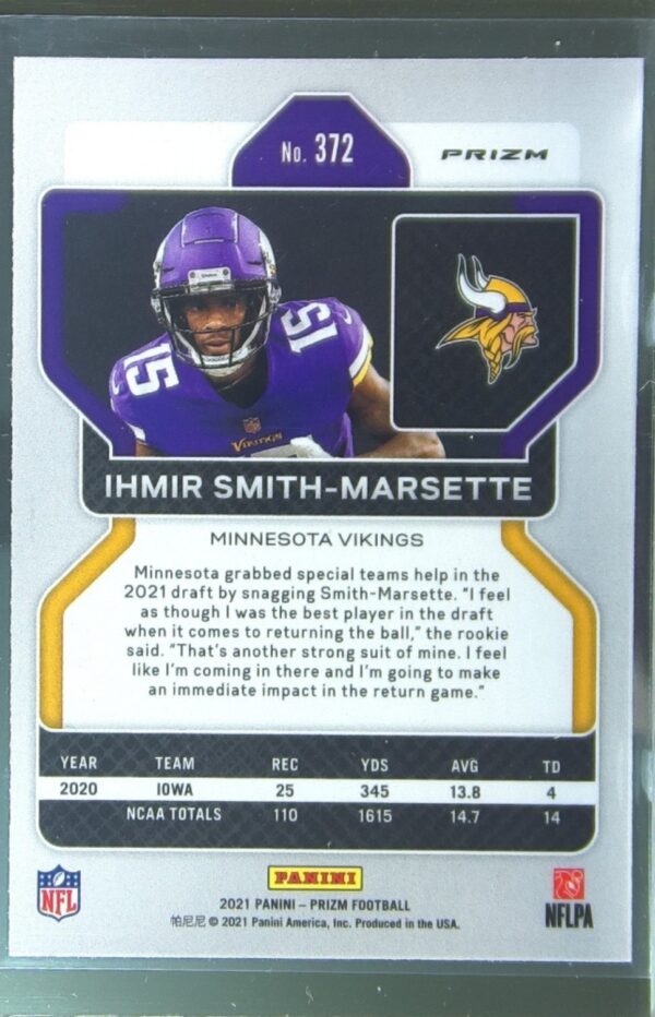 2021 Prizm Ihmir Smith-Marsette Green Ice RC #372 Vikings - Image 3