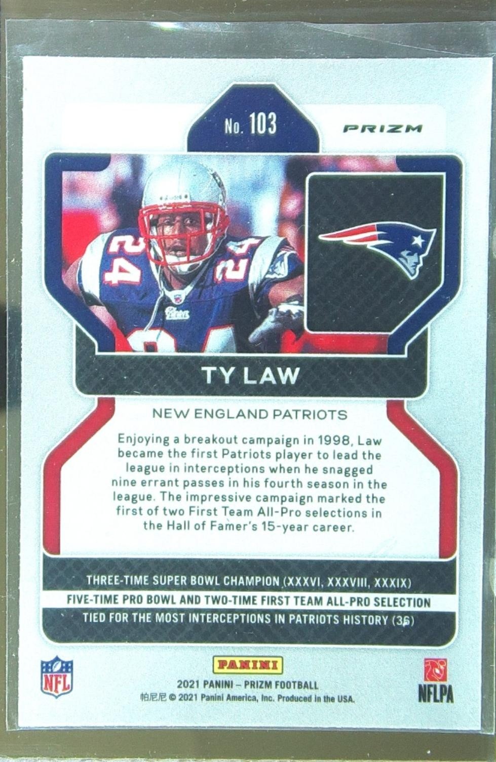 2021 Prizm Ty Law Lazer #103 Patriots - Image 3
