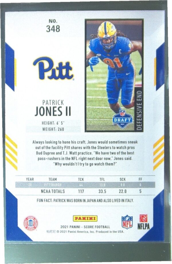 2021 Score Patrick Jones II RC #348 Panthers - Image 3