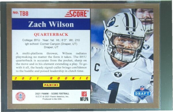 2021 Score Zach Wilson RC #TB8 Cougars 1991 Throwback - Image 3