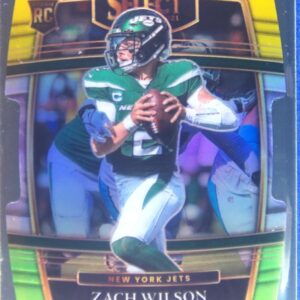2021 Select Zach Wilson Green and Yellow Prizm Die Cut RC #44 Jets