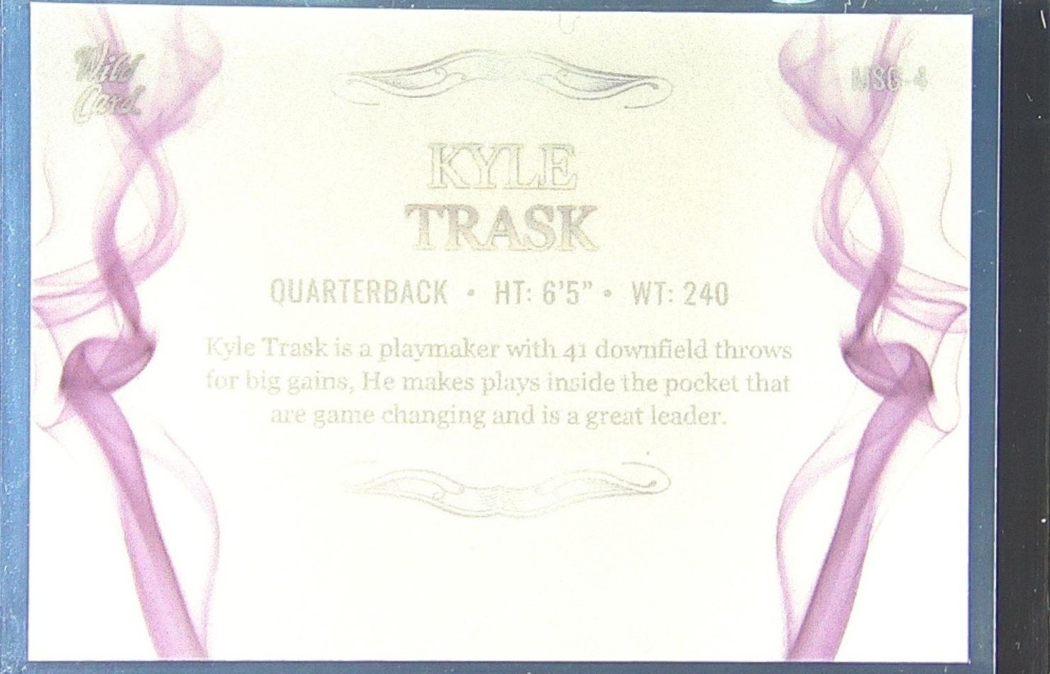 2021 Wild Card Matte Kyle Trask #MSG-4 Gators Smoking Guns QBs White Purple - Image 3