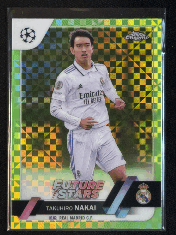 2022-23 Topps Chrome UEFA Takuhiro Nakai Neon Green X-fractor /399 Real Madrid #