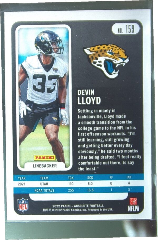 2022 Absolute Devin Lloyd Retail RC #159 Jaguars - Image 3