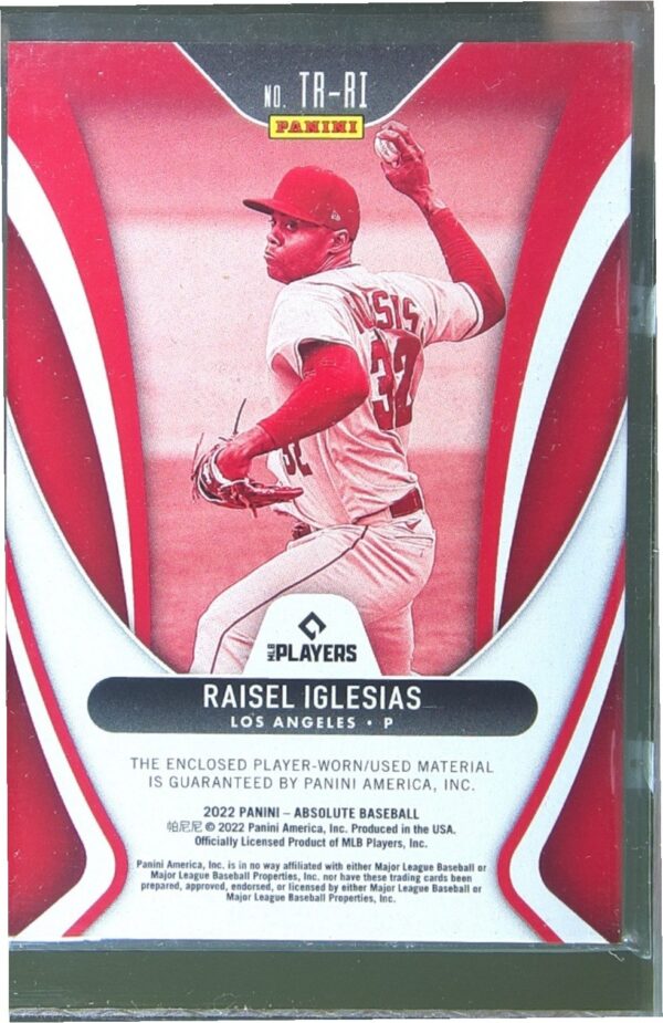 2022 Absolute Raisel Iglesias JSY #TR-RI Angels Threads Retail - Image 3