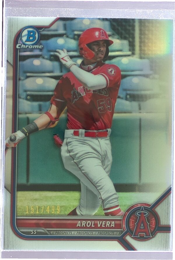 2022 Bowman Chrome Arol Vera /499 #BCP-101 Angels Chrome Prospects Refractor