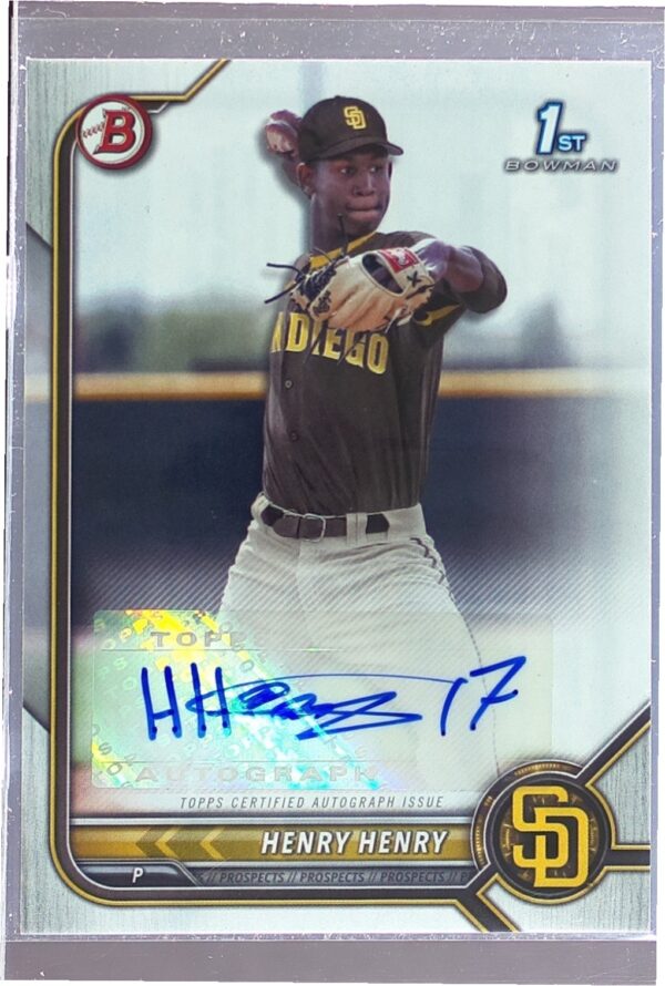 2022 Bowman Henry Henry Auto #PPA-HH Padres Prospects Autographs