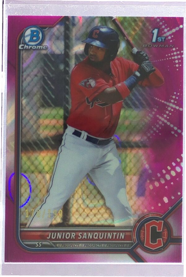 2022 Bowman Junior Sanquintin /199 #BCP-80 Chrome Prospects Fuchsia Refractor