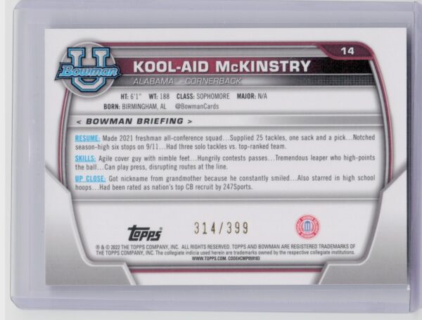 2022 Bowman University Chrome Kool-Aid McKinstry Purple Mini Diamond Refractor S - Image 3