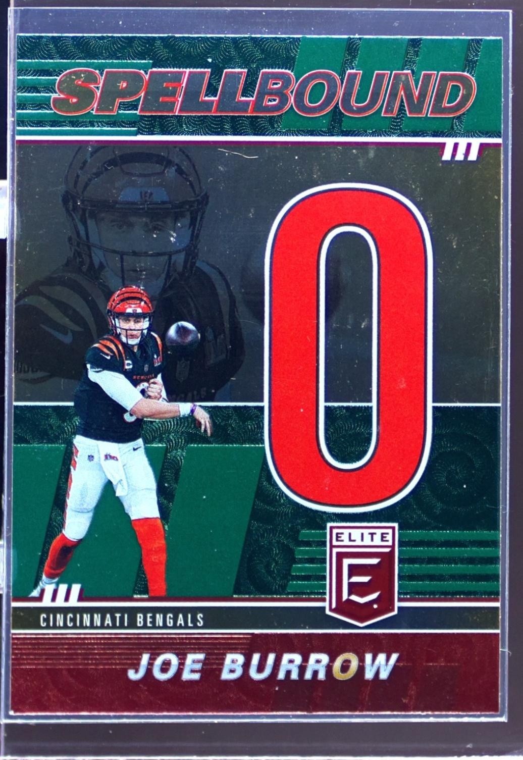 2022 Donruss Elite Joe Burrow #SB-JB5 Bengals Spellbound Green