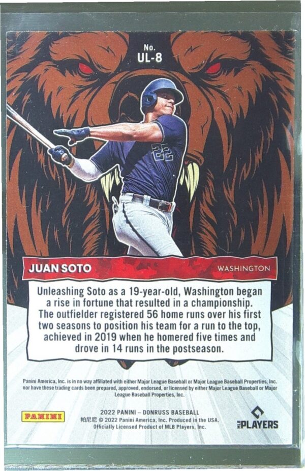 2022 Donruss Juan Soto #UL-8 Nationals Unleashed Vector - Image 3