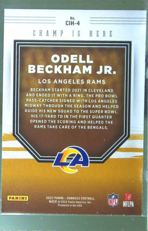 2022 Donruss Odell Beckham Jr. #CIH-4 Rams Champ is Here - Image 3