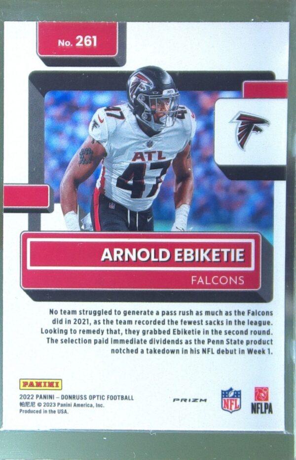 2022 Donruss Optic Arnold Ebiketie Stars RC #261 Falcons - Image 3