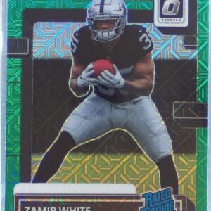 2022 Donruss Zamir White #P-334 Raiders Optic Rated Rookies Preview Green Mojo