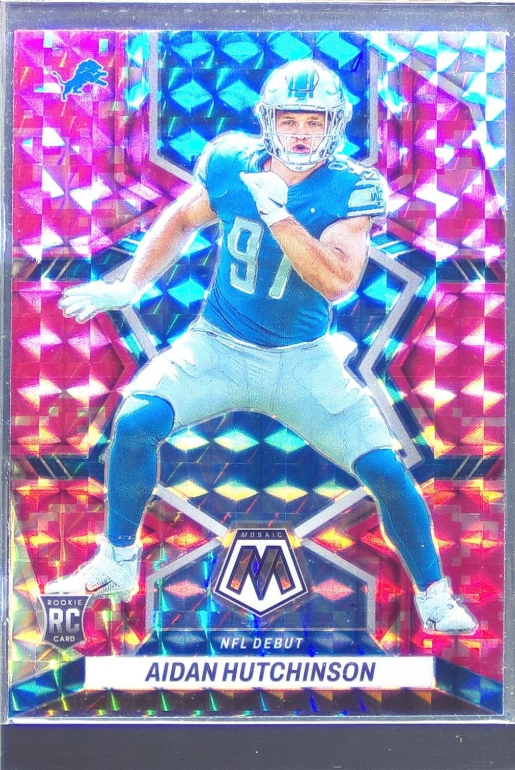 2022 Mosaic Aidan Hutchinson Mosaic Camo Pink RC #287 Lions