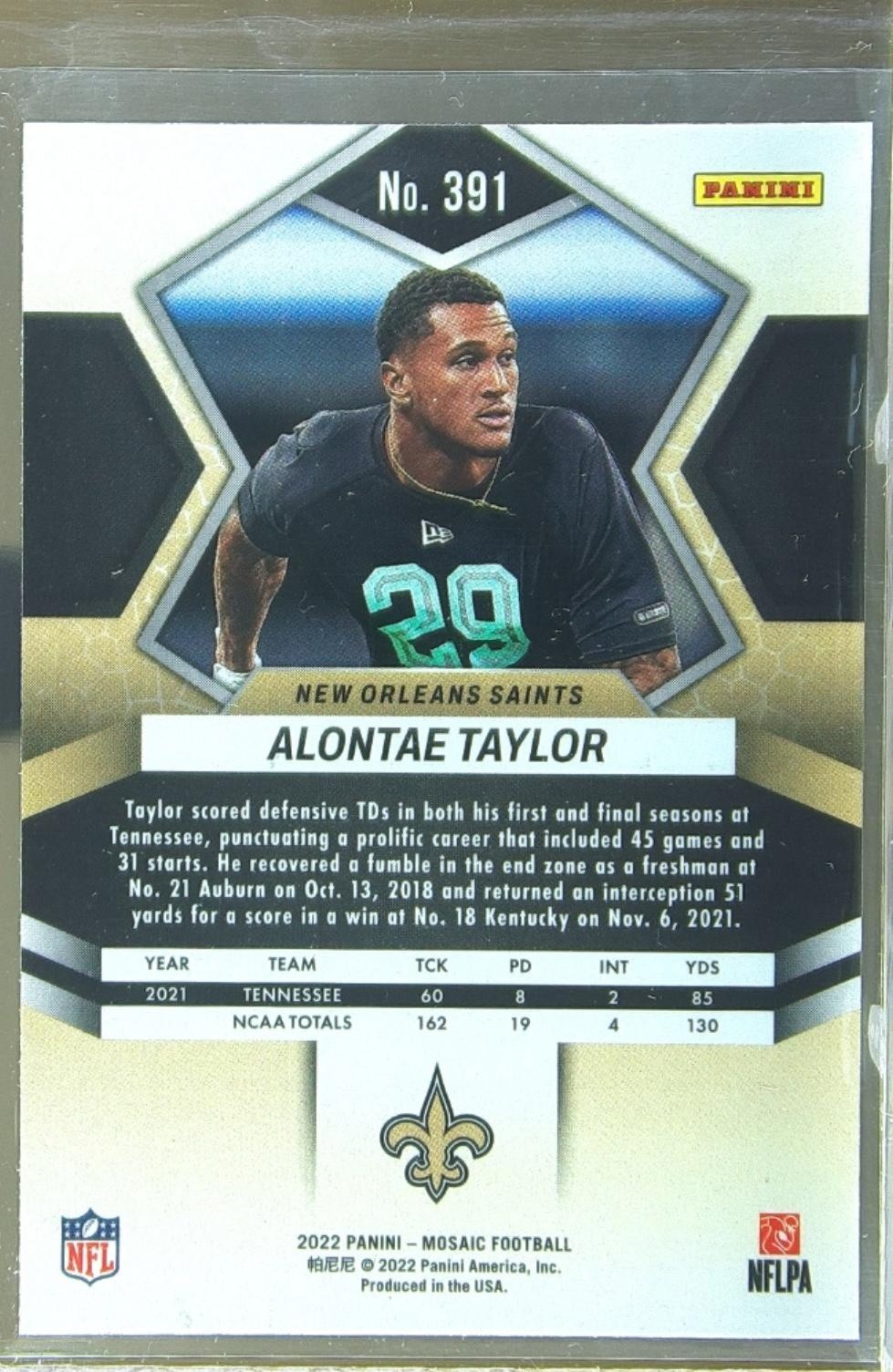 2022 Mosaic Alontae Taylor RC #391 Saints - Image 3