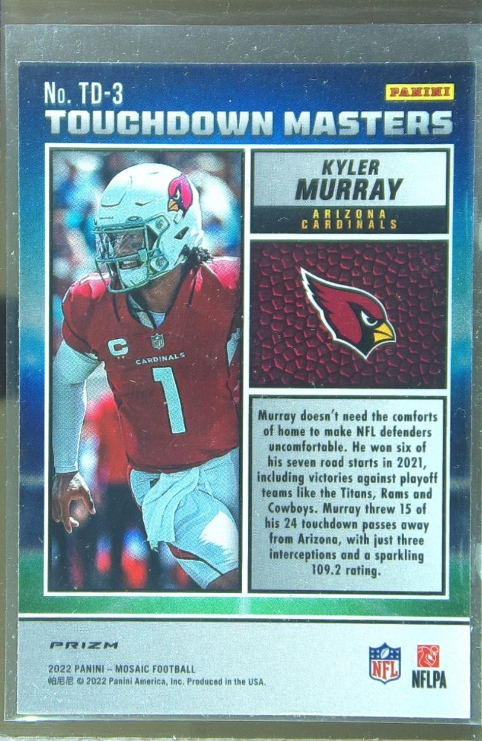 2022 Mosaic Kyler Murray #TD-3 Cardinals Touchdown Masters Mosaic - Image 3