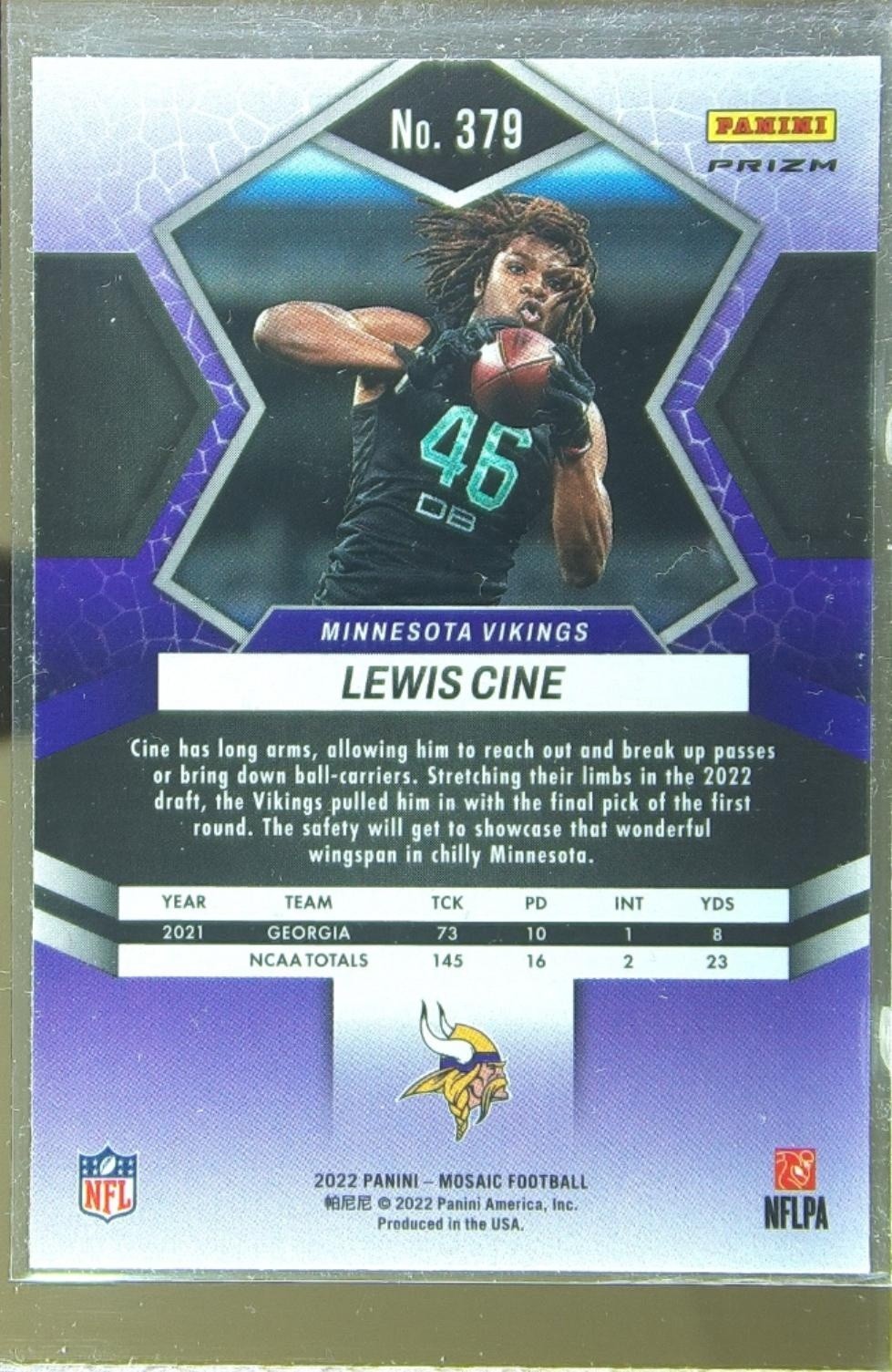 2022 Mosaic Lewis Cine Mosaic RC #379 Vikings - Image 3