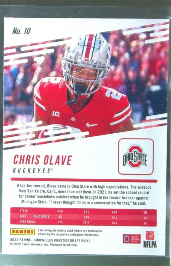 2022 Panini Chronicles Draft Picks Chris Olave RC #10 Buckeyes Prestige - Image 3