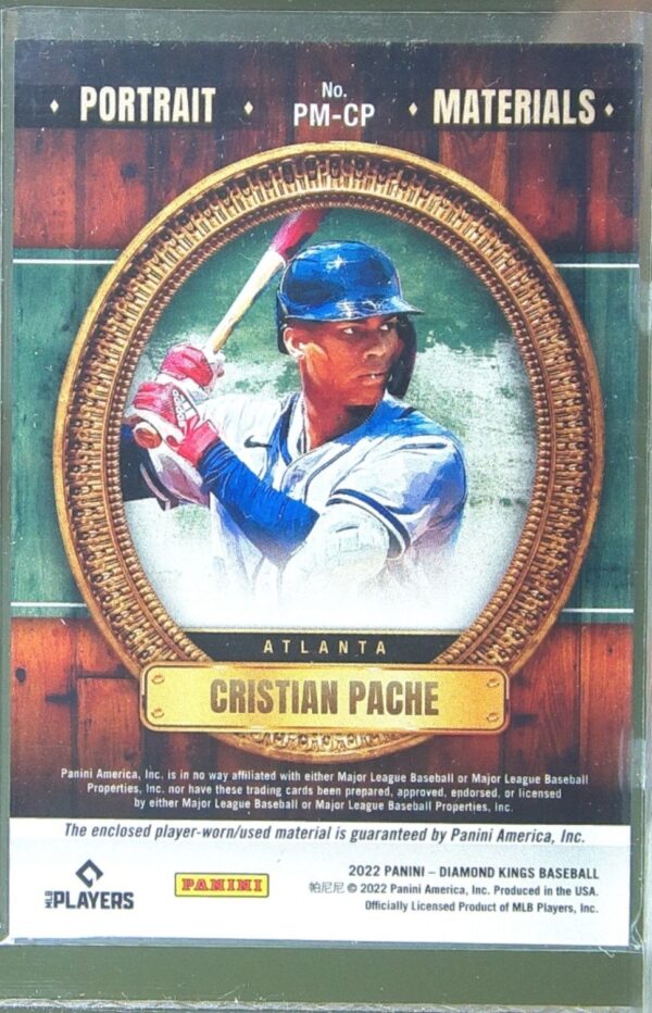 2022 Panini Diamond Kings Cristian Pache JSY #PM-CP Braves Portrait Materials - Image 3