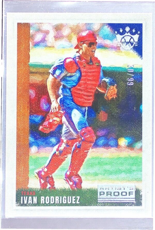 2022 Panini Diamond Kings Ivan Rodriguez Artist's Proof Silver /99 #70 Rangers