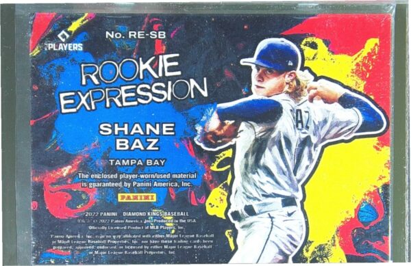 2022 Panini Diamond Kings Shane Baz JSY RC #RE-SB Rays Rookie Expression - Image 3