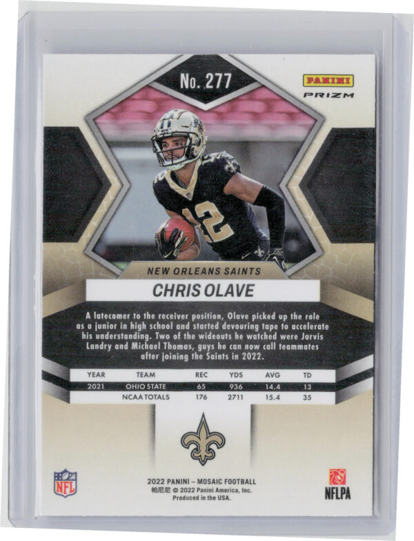 2022 Panini Mosaic Chris Olave Mosaic Camo Pink #277 Saints - Image 3