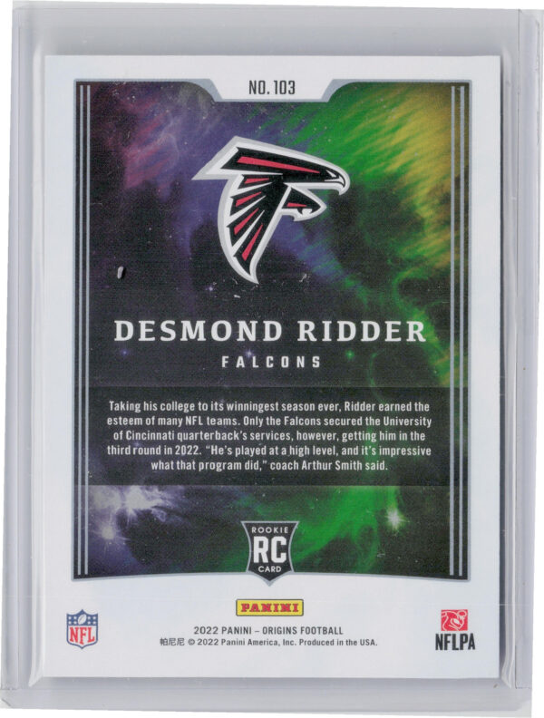 2022 Panini Origins Desmond Ridder RC #103 Falcons - Image 3