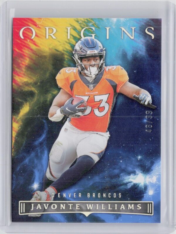2022 Panini Origins Javonte Williams Blue SN99 #29 Broncos