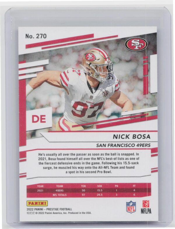 2022 Panini Prestige Nick Bosa Xtra Points Red /449 #270 49ers - Image 3