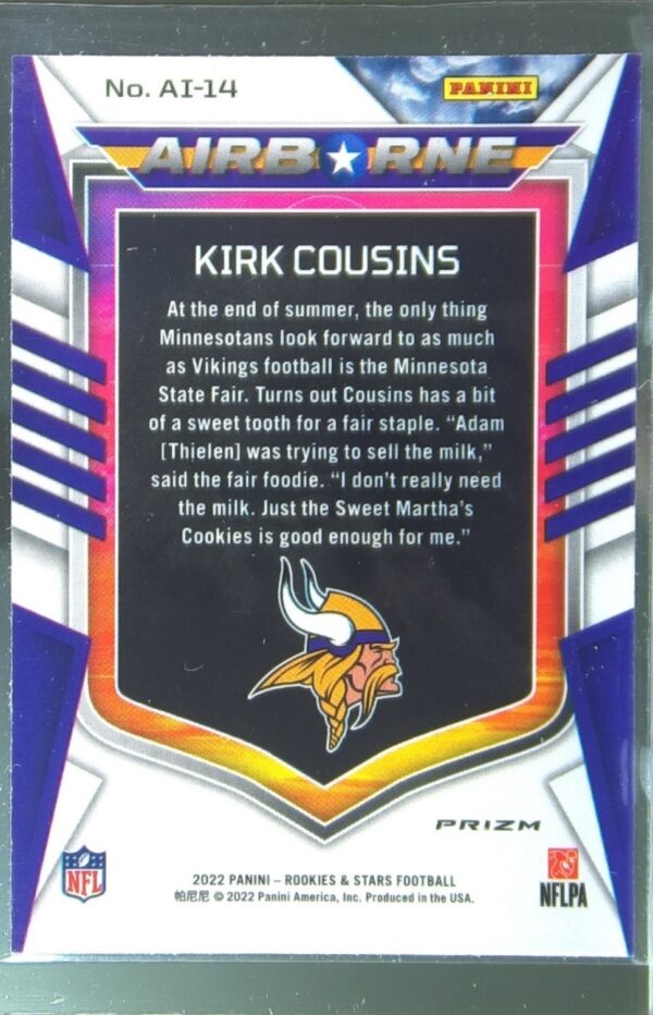 2022 Panini Rookies & Stars Kirk Cousins #AI-14 Vikings Airborne Red Plaid - Image 3