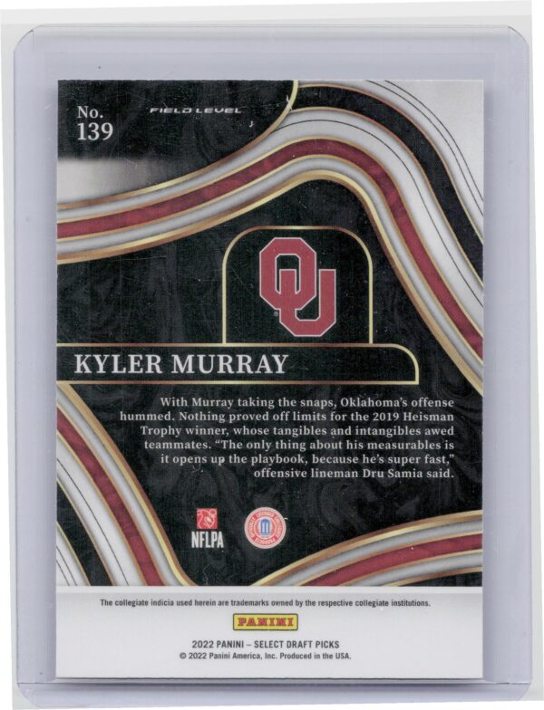 2022 Panini Select Draft Picks Kyler Murray Blue (Retail Base) #139 Sooners - Image 3