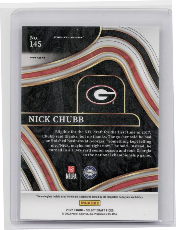 2022 Panini Select Draft Picks Nick Chubb Silver Prizm #145 Bulldogs - Image 3