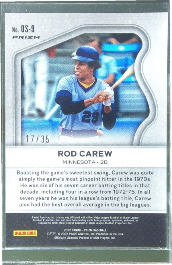 2022 Prizm Rod Carew /35 #OS-9 Twins Old School Navy Blue Kaleidoscope Prizm - Image 3