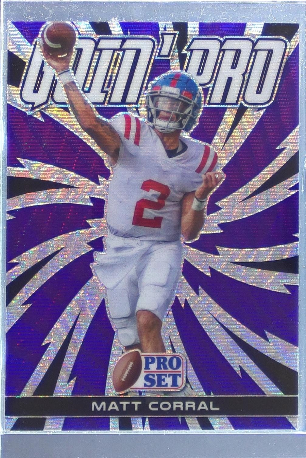 2022 Pro Set Draft Matt Corral #GP-MC1 Rebels Goin' Pro Wave Purple