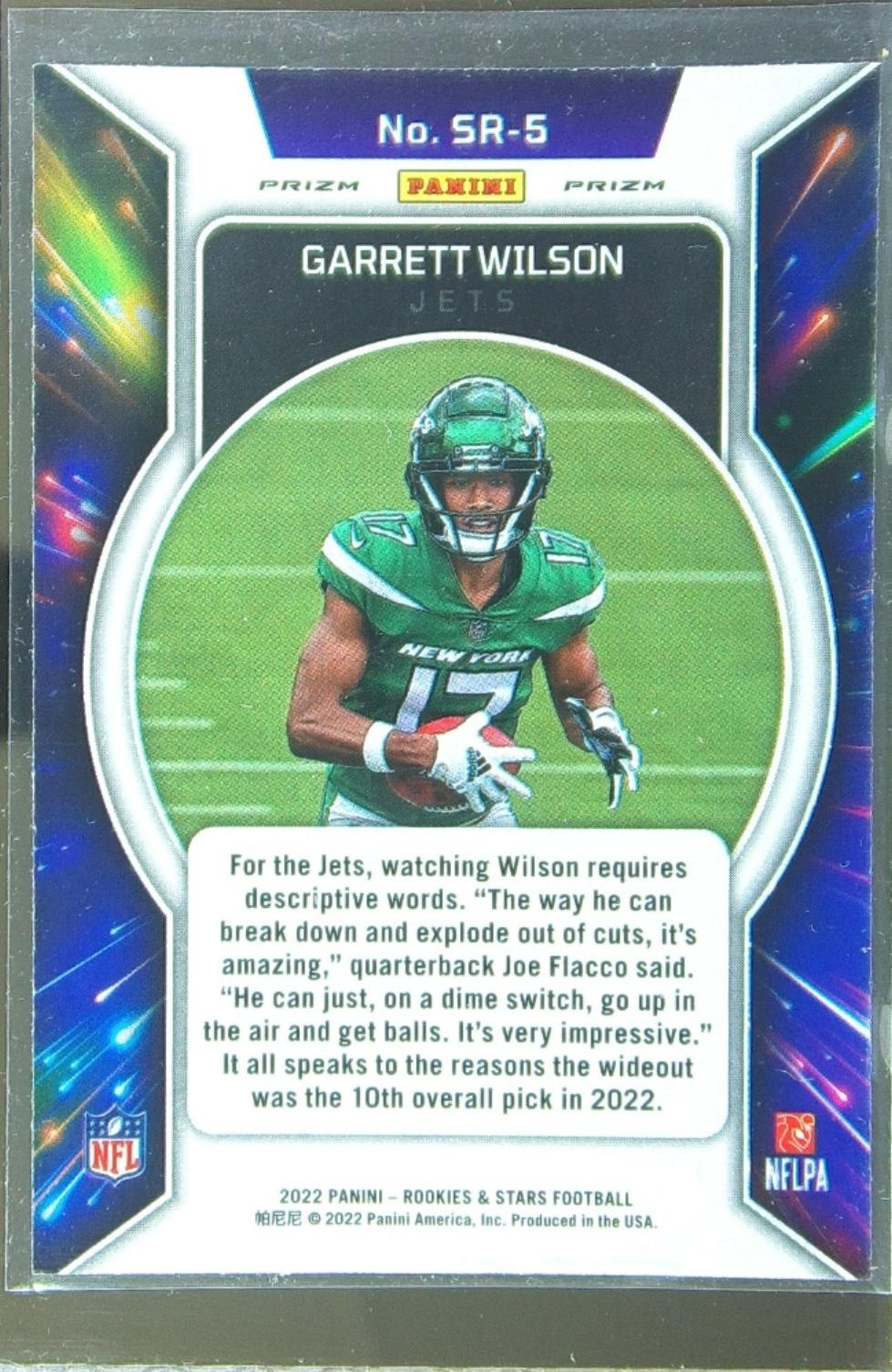 2022 Rookies & Stars Garrett Wilson RC #SR-5 Jets Stellar Rookies Red Plaid - Image 3